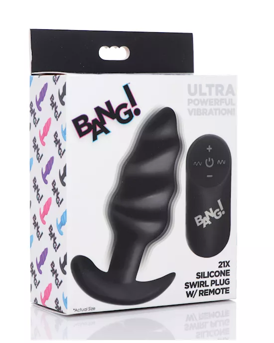 Bang! 21X Vibrating Butt Plug w/Remote Control - Black