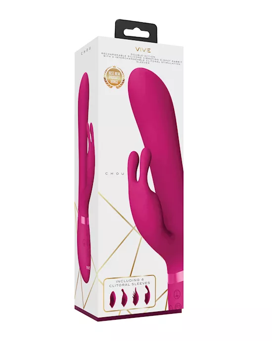 Shots Vive Chou G-Spot Rabbit w/Interchangeable Clitoral Attachments - Pink