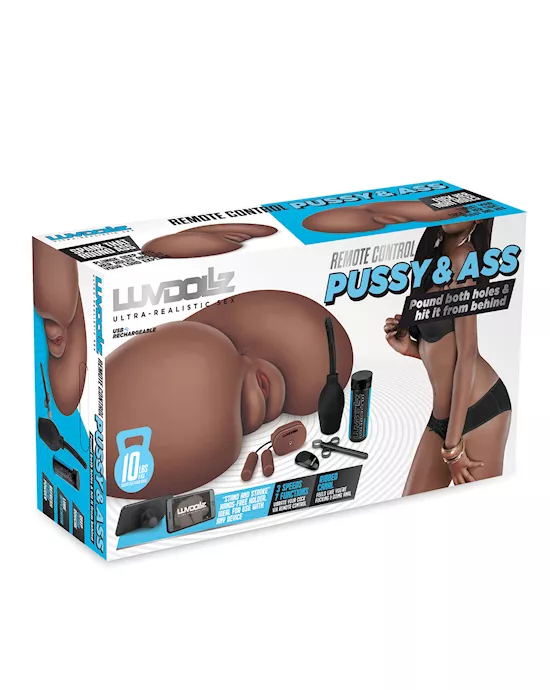 Luvdollz Remote Control Rechargeable Pussy & Ass w/Douche - Mocha