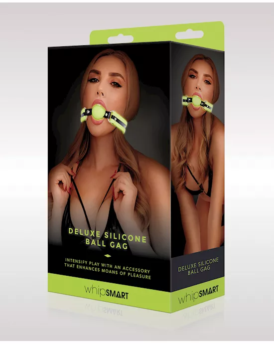 WhipSmart Glow in the Dark Deluxe Silicone Ball Gag - Green