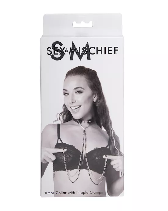 Sex & Mischief Amor Collar w/Nipple Clamps