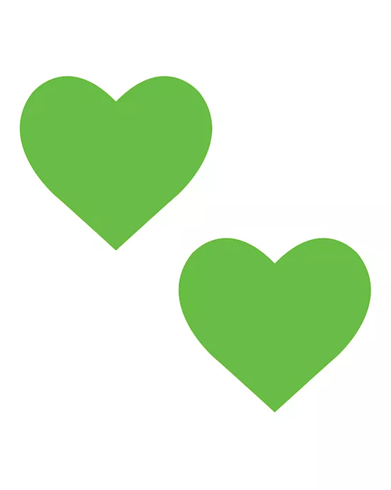 Neva Nude Temperature Reactive Heart Pasties - Neon Green