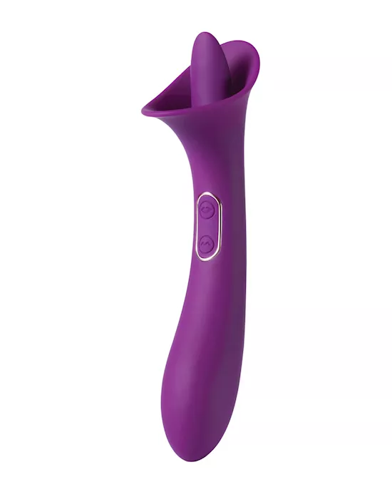 Adele Clit Licking Tongue Vibrator w/ G Spot Stimulator - Purple