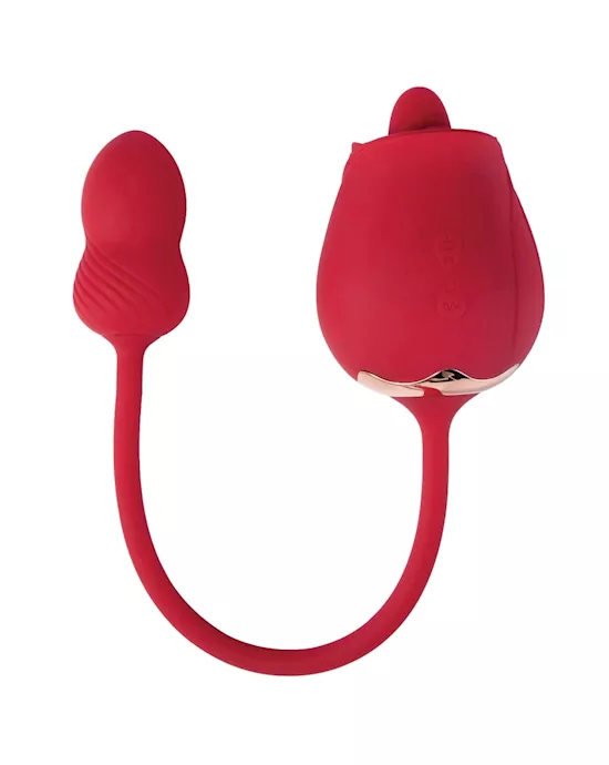 Fuchsia Rose Clit Licking Stimulator & Vibrating Egg - Red
