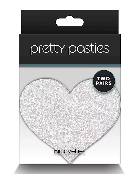 Pretty Pasties Glitter Hearts Red/Silver - 2 Pair