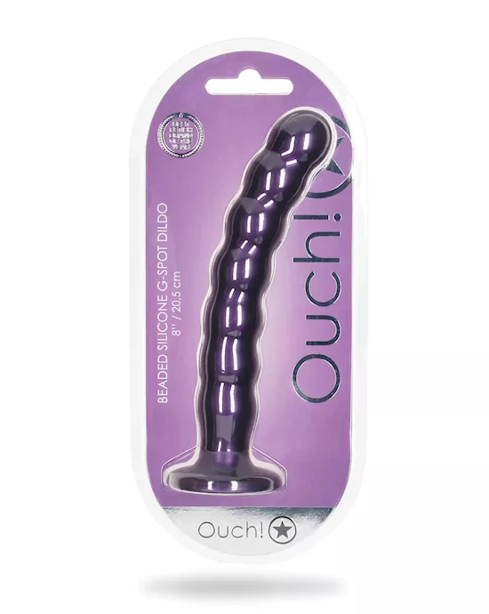 Shots Ouch 8" Beaded G-Spot Dildo - Metallic Purple