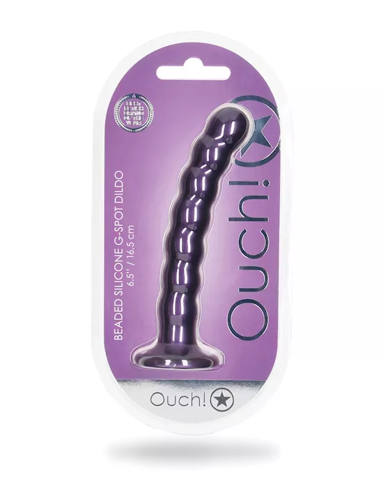 Shots Ouch 6.5" Beaded G-Spot Dildo - Metallic Purple