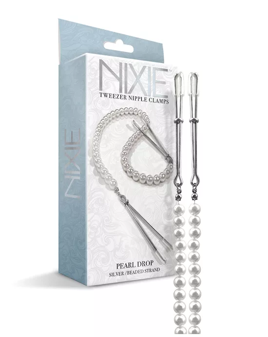Nixie Pearl Drop Tweezer Nipple Clamps - Silver