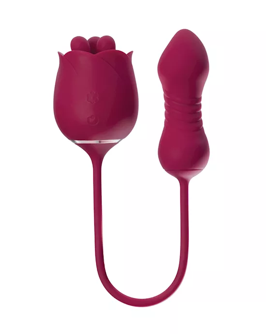 Rosa Rotating Rose Toy & Thrusting Vibrator&nbsp;- Red