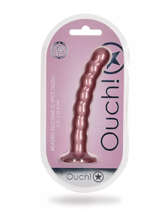 Shots Ouch 6.5" Beaded G-Spot Dildo - Rose Gold