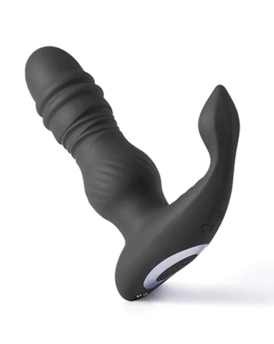 Jaden Thrusting Prostate Massager Vibrating Butt Plug Anal Sex Toy - Black