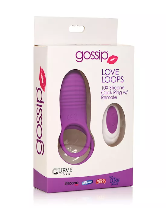 Curve Toys Gossip Love Loops 10X Silicone Cock Ring w/Remote - Violet