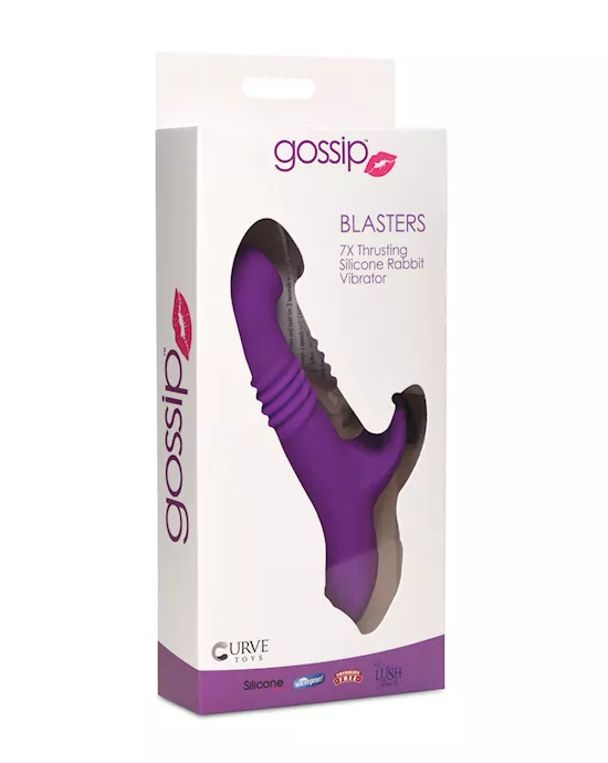Curve Toys Gossip Blasters 7X Thrusting Silicone Rabbit Vibrator - Violet
