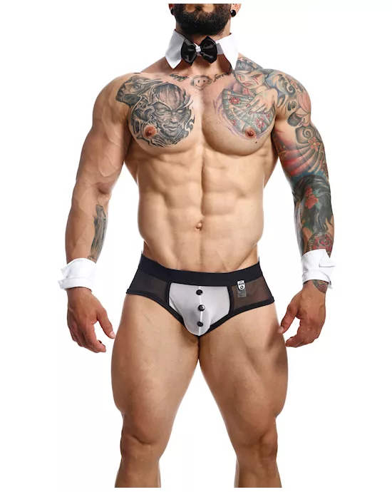Male Basics MOB Maitre D Brief, Bow & French Cuffs Black/White MD