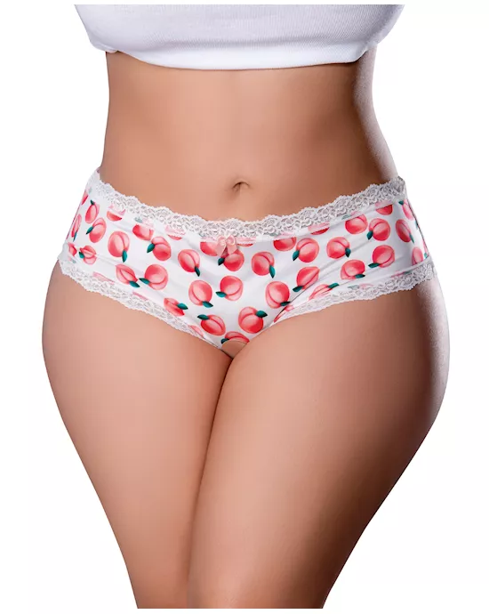 Sweet Treats Crotchless Boy Short w/Wicked Sensual Care Peach Lube - White QN