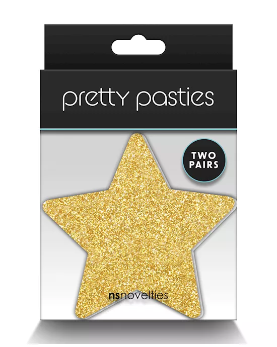 Pretty Pasties Glitter Stars Black/Gold - 2 Pair