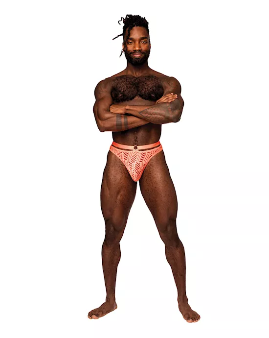 Rude Awakening Mesh Strap Thong Neon Orange L/XL