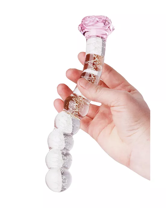 Glow In The Dark Angled Beaded Rose Glass Massager