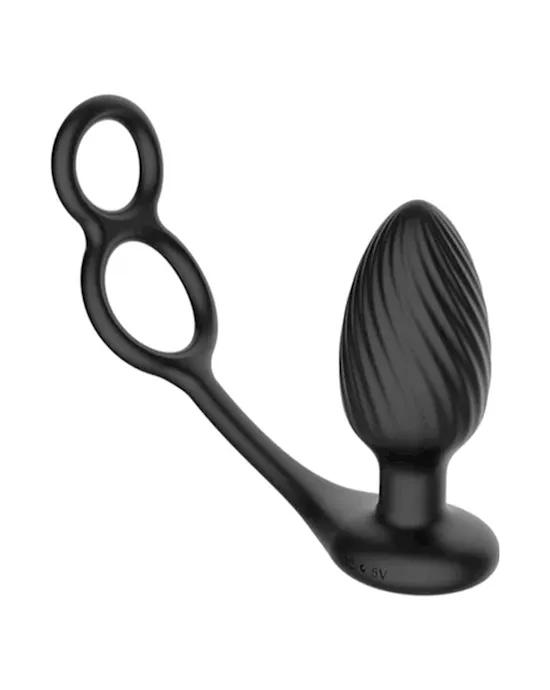Tornado Rotating And Vibrating Butt Plug With Cock Ring