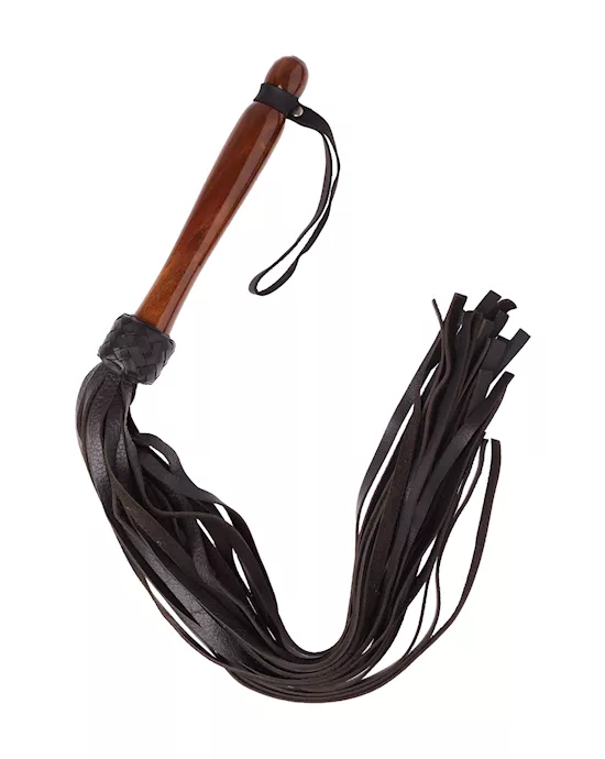 Bound X Leather Flogger With Wooden Handle