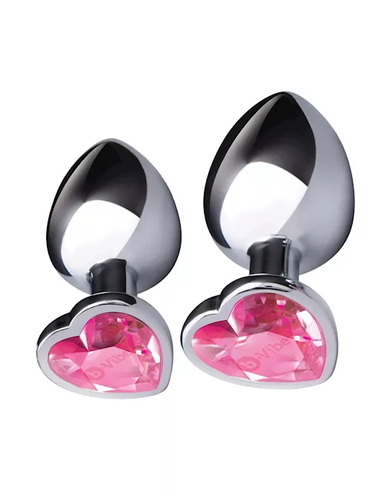 B Vibe Jewel Heart Metal Butt Plug Training Set