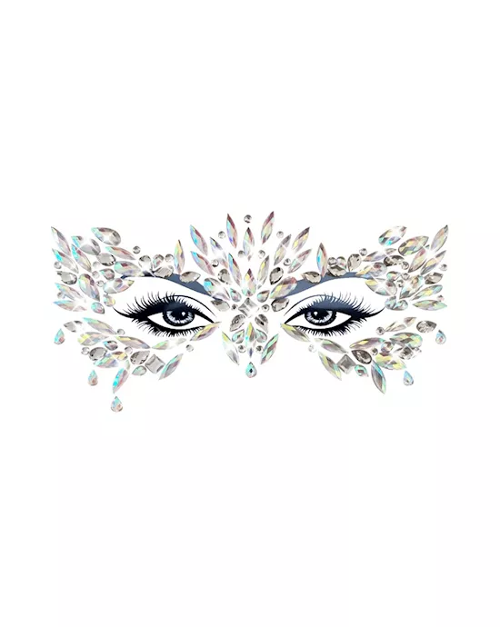 Chickadee Masquerade Clear Iridescent Crystal Jewel Face Sticker