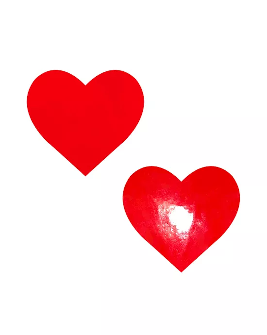 Vixen Red Wet Vinyl Heart Nipple Cover Pasties