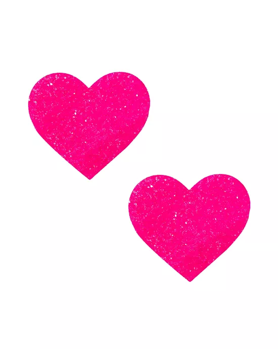 Super Sparkle Watermelly Pink Blacklight Glitter I Heart U Nipple Cover Pasties