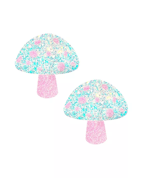 Alice Down The Rabbit Hole Super Blacklight Glitter Shroom Nipple Cover Pasties