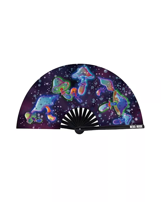 Zoomy Shroomy Mushroom Blacklight Folding Fan