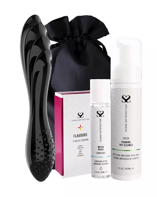 Satisfyer Dazzling Crystal 1 Glass Dildo - Essentials Bundle