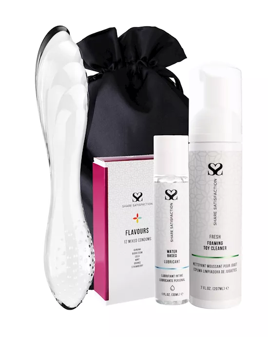 Satisfyer Dazzling Crystal 1 Glass Dildo - Essentials Bundle