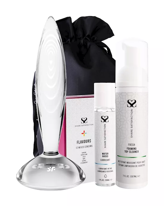 Satisfyer Sparkling Crystal Glass Dildo - Essentials Bundle