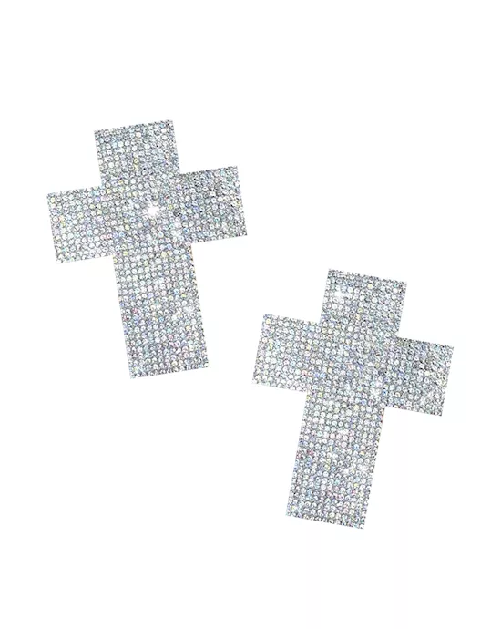Razzle Dazzle Crystal Jewel Sparkle Crucifix Nipple Cover Pasties