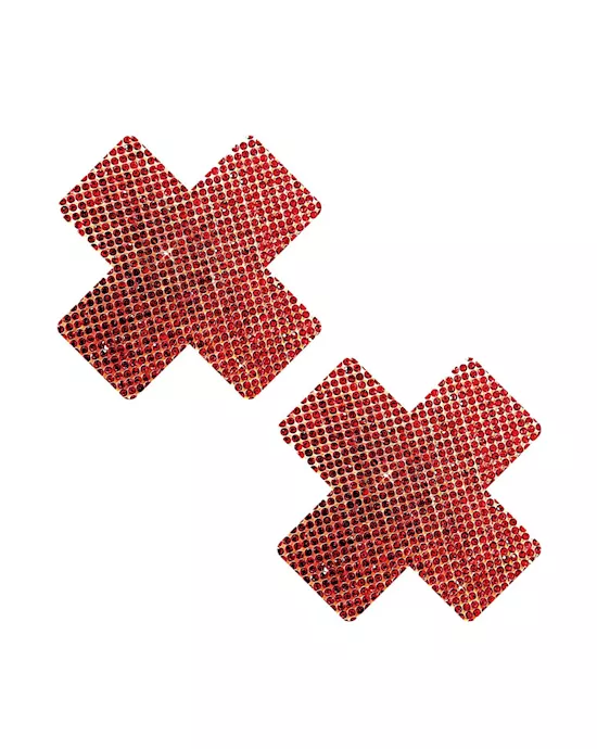Red Razzle Dazzle Crystal Jewel Sparkle X Factor Nipple Cover Pasties