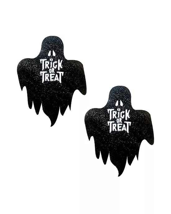 Freaking Awesome Glitter Blacklight Trick Or Treat Ghost Nipple Cover Pasties