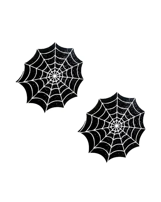 Freaking Awesome Glitter Blacklight Spider Web Nipple Cover Pasties
