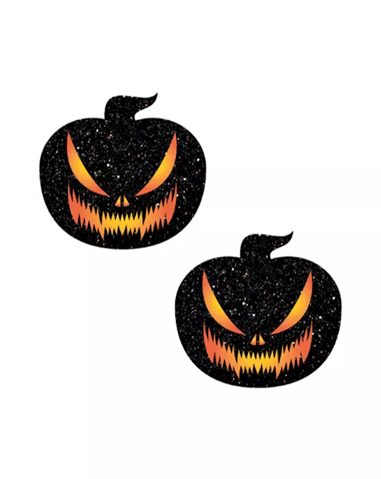 Mad Jack O Lantern Black Glitter Nipple Cover Pasties