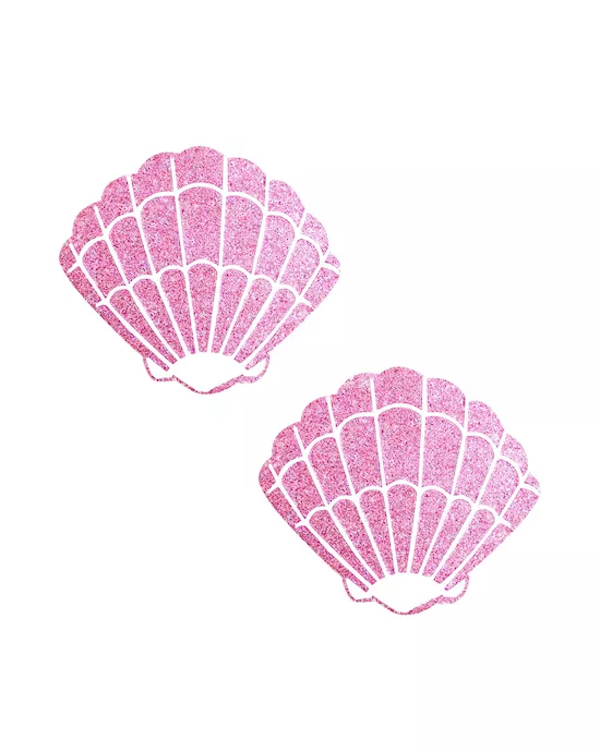 Sparkle Pony Pink Glitter Mermaid Shell Nipple Cover Pasties