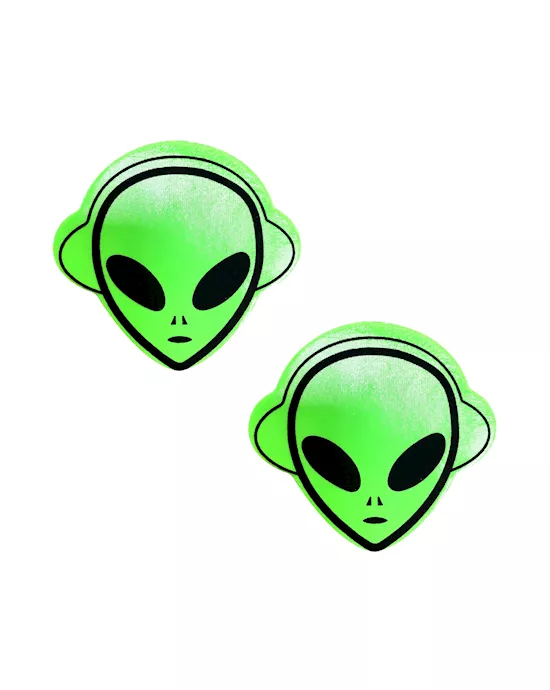 Apple Fruitella Neon Green Wet Vinyl Blacklight Space Alien Nipple Cover Pasties
