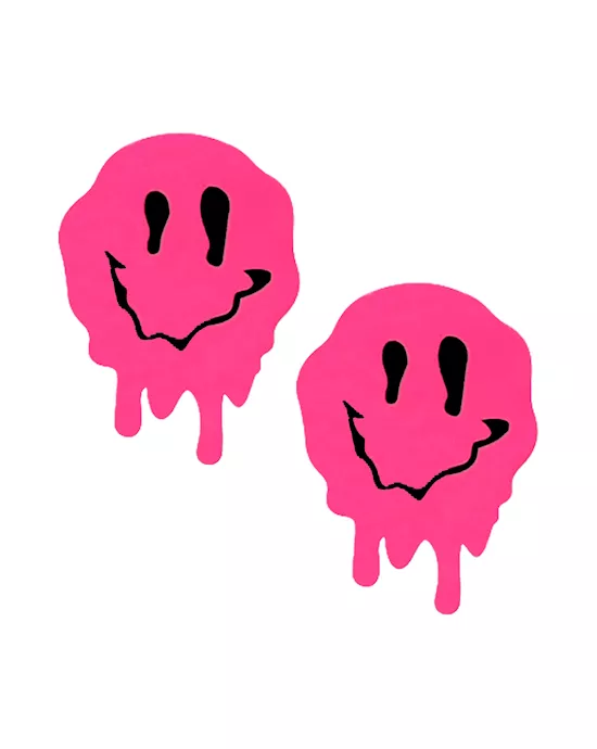 Strawberry Fruitella Neon Blacklight Pink Melty Face Nipple Cover Pasties