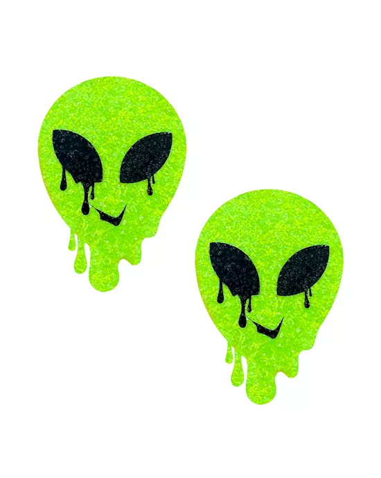 Super Sparkle Lemon Lime Blacklight Glitter Melty Alien Nipple Cover Pasties