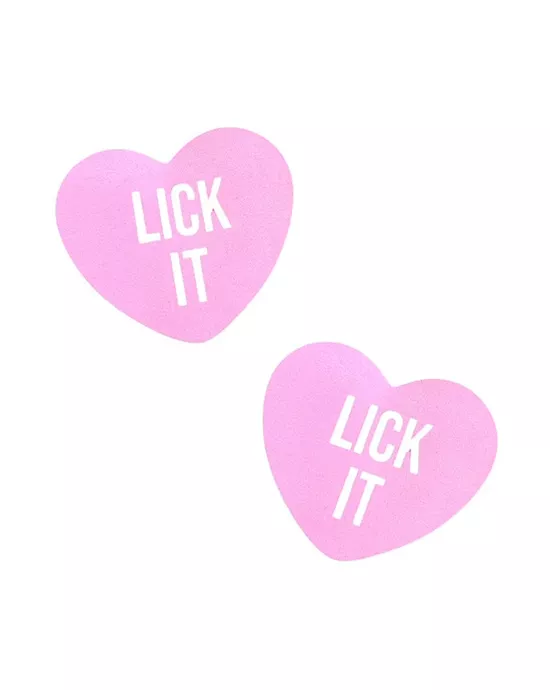Lick It Light Pink Pastel Candy Heart Nipple Cover Pasties