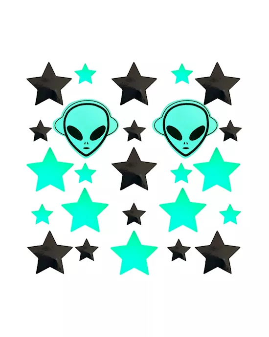Glow In The Dark Alien & Dom Star Nipple Sticker Crop Top