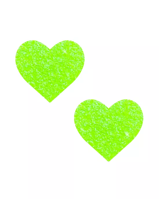 Super Sparkle Lemon Lime Blacklight Glitter I Heart U Nipple Cover Pasties