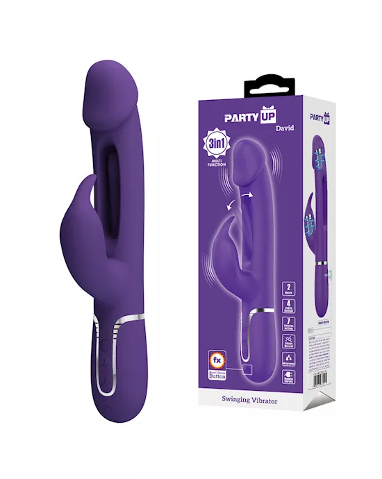 Party Up David Swinging Rabbit Vibrator with Flicking Arm