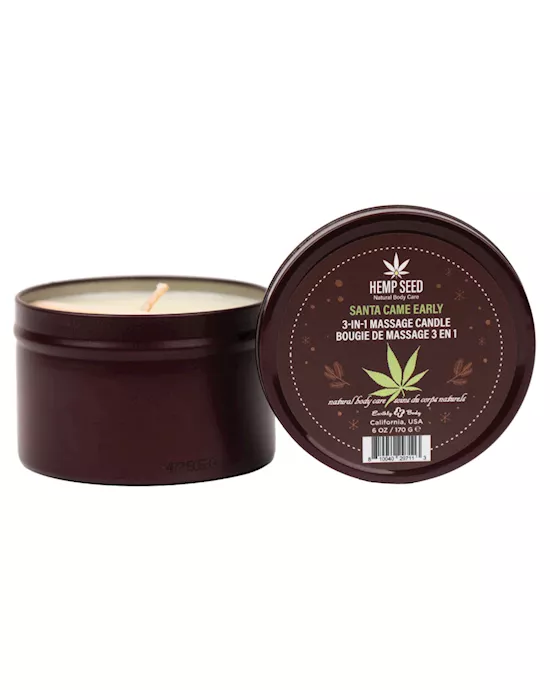 Hemp Seed 3-In-1 Massage Candle Santa Came Early Honey, Cinnamon, Maple