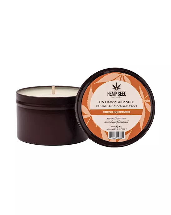 Hemp Seed 3 In 1 Massage Candle Fresh Squeezed (Bitter Orange, Juicy Peach, Musk) Scented