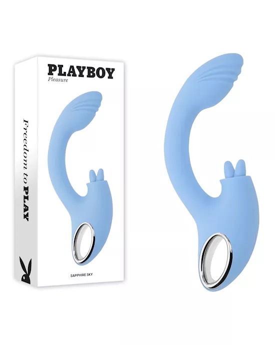 Playboy Pleasure Sapphire Sky Vibrator with Double Tongue Stimulator