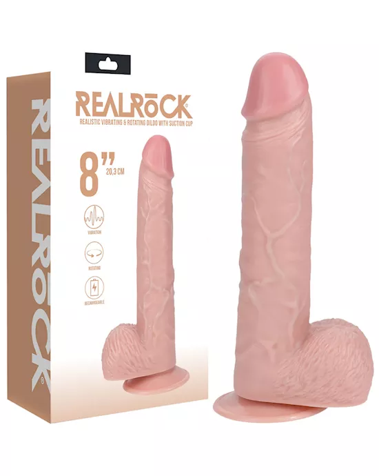 Realrock Vibrating Rotating Dildo & Balls 8 Inch